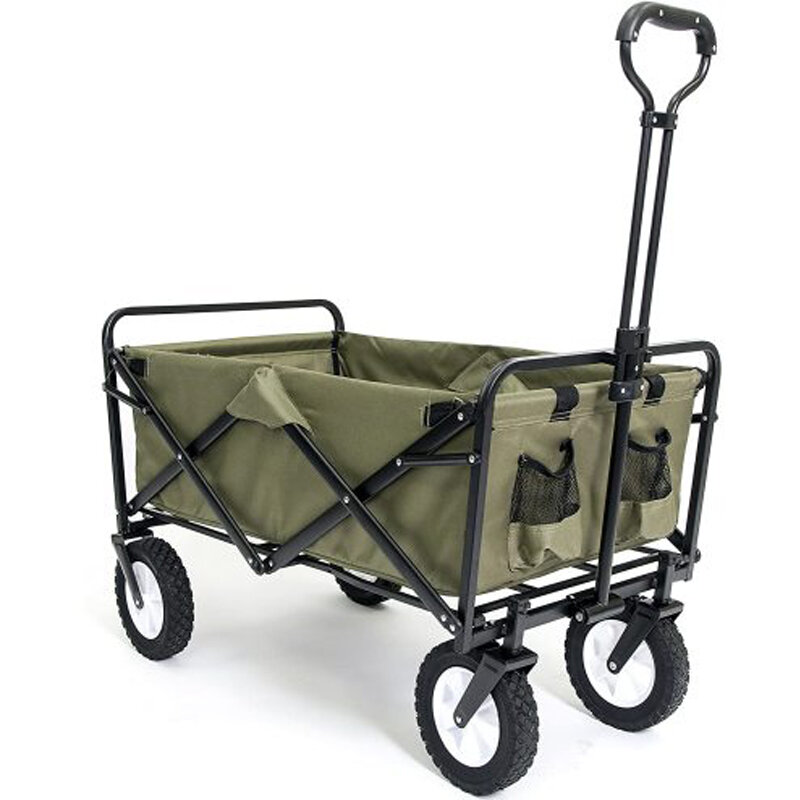 Image of [US Direct] Sports Collapsible Folding Outdoor Utility Wagon Portable Four-wheel Adjustable Heavy Duty Outdoor Camping G